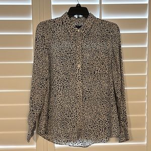 Rails 100% Silk Kate Ivory Cheetah Button Down Medium